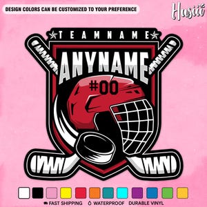 Custom Hockey Name Sticker, Personalized Hockey Player Name And Number Sports Fan Lover for Water Bottle Car Phone Laptop Birthday Gift