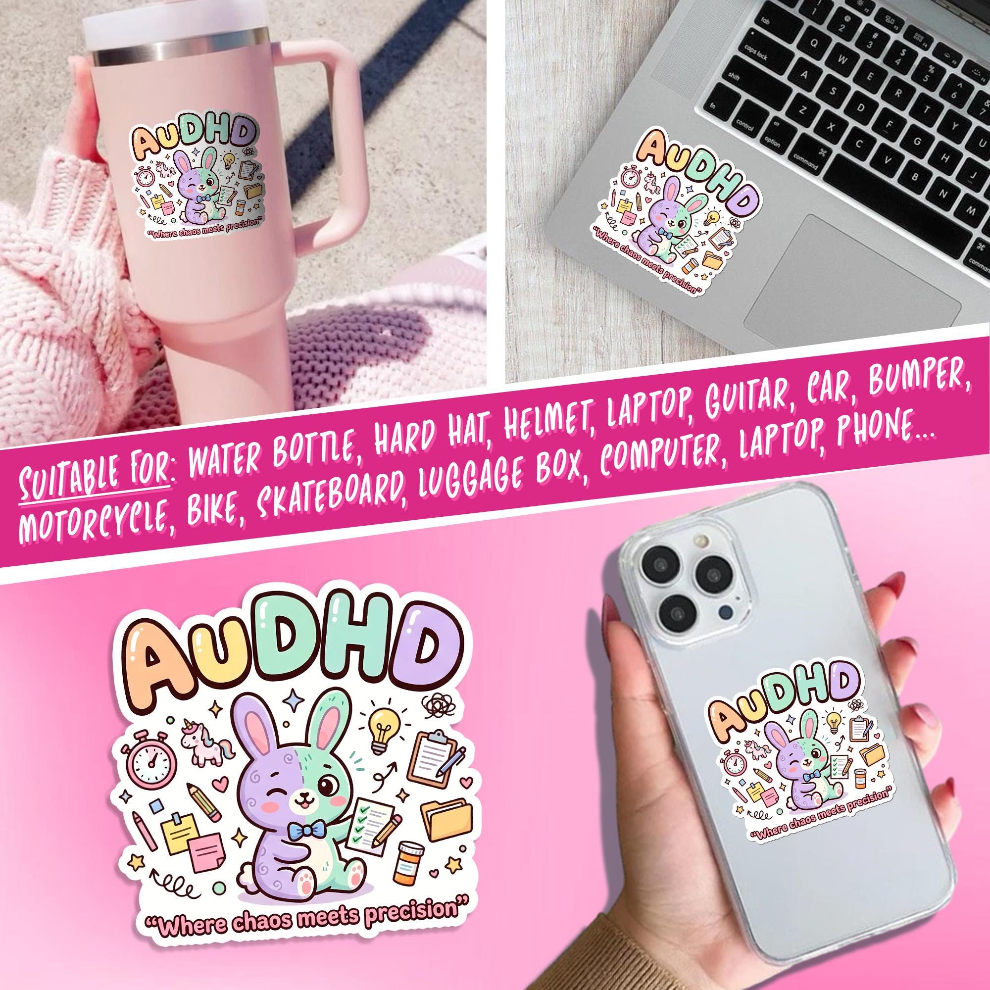 Audhd Where Chaos Meets Precision Sticker, Neurodiversity Mental Health ...