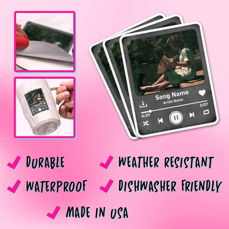 Song Reference Sticker Custom Song Name and Album Photo Sticker, Personalized Favorite Song ...