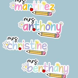 Custom Teacher Name Aesthetic Teachers Day Vinyl Waterproof Stickers for Water Bottle Laptop Scrapbook Gifts for Teens Girls Kids Adult