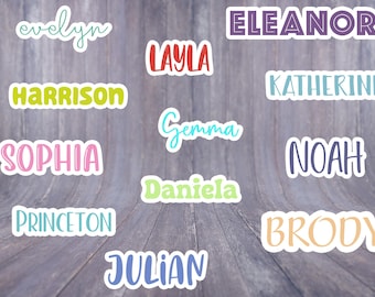 Custom Name Sticker Personalized Create Your Own Text Decals Hand Lettered Name Sticker for Water Bottle Laptop Hard Hat Tumbler Cup Kindle
