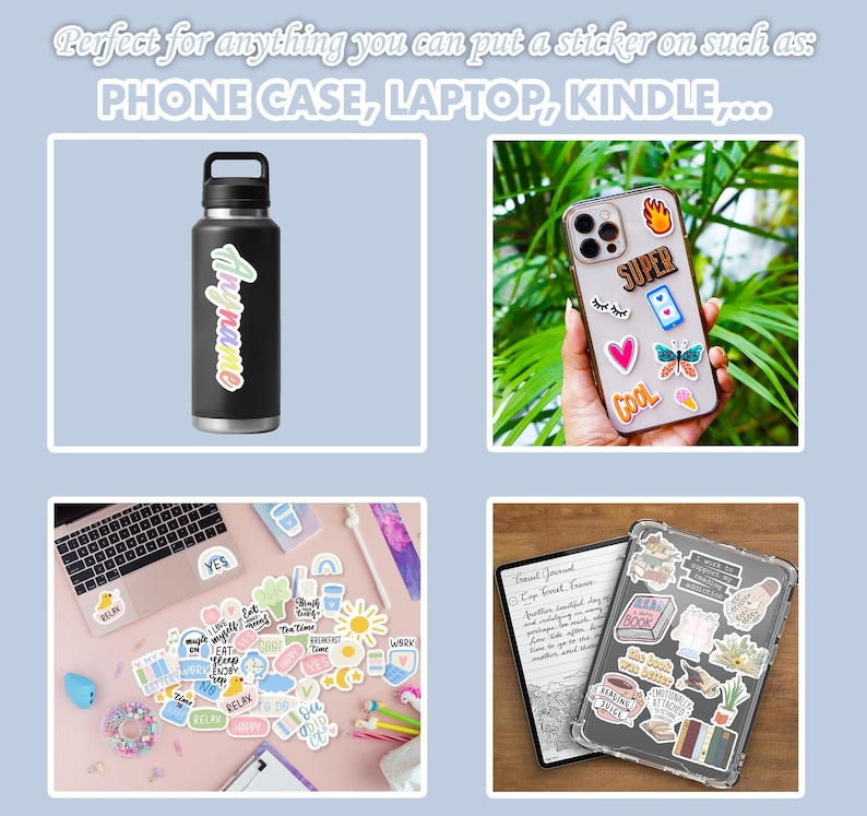 Custom Name Stickers Personalized Vinyl Waterproof for Teacher Student Kids Girls Teens Name Tags Decal for Laptop Water Bottle Gift Bags Bild 9