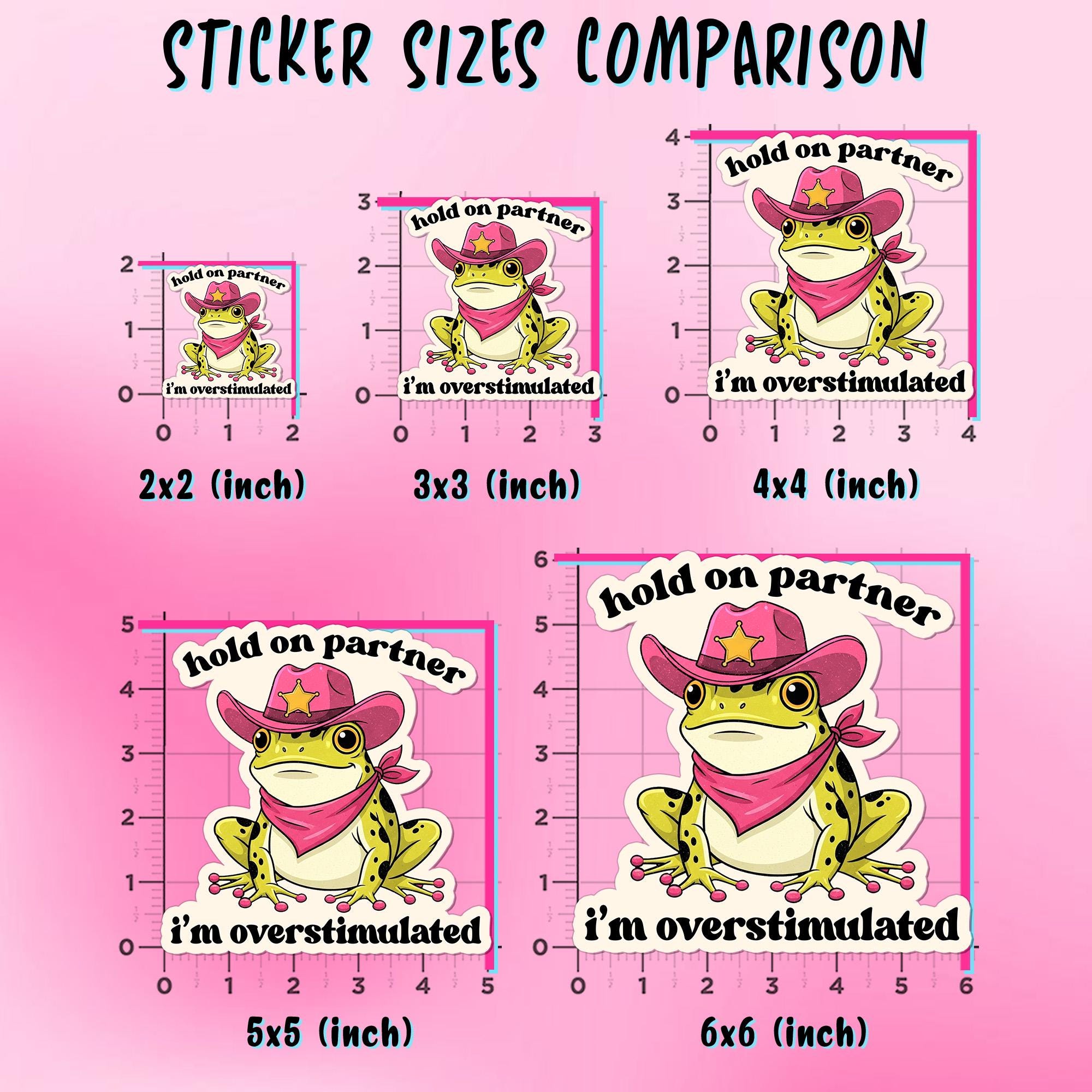 Hold on Partner I'm Overstimulated Sticker Cowboy Frog, Funny Anti ...