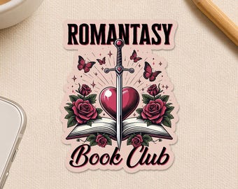 Romantasy Book Club Sticker, Kindle Bookish Stickers, Smut Romance Booktok Book Lover Waterproof Die cut Sticker for Laptop Water Bottle Car