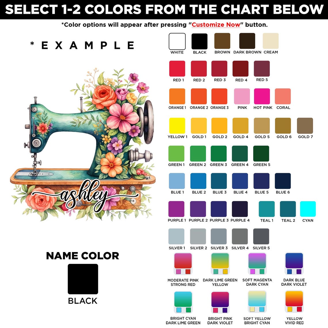 Custom Floral Sewing Machine Transparent Sticker, Personalized Tailor ...