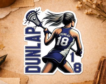 Pegatinas personalizadas con nombre para lacrosse, calcomanías troqueladas con el nombre del jugador para cascos de lacrosse, impermeables para portátiles y botellas de agua.