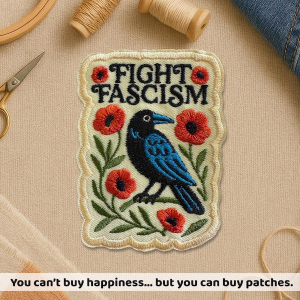 Fight Fascism Floral Protest Pro Democracy Social Justice Patches for Clothes Jacket Backpack