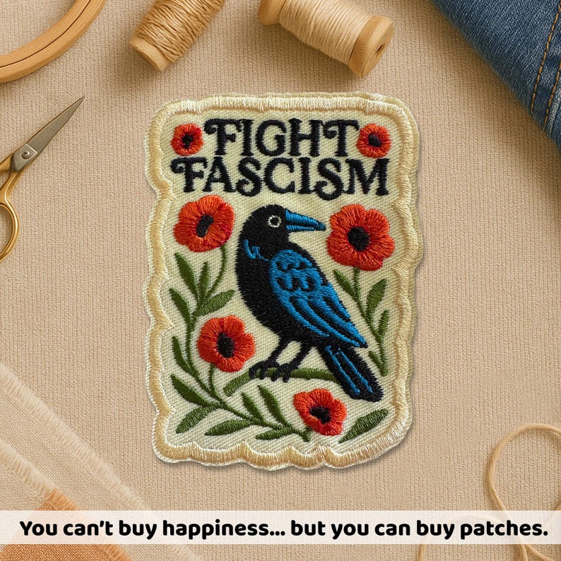 Fight Fascism Floral Protest Pro Democracy Social Justice Patches for Clothes Jacket Backpack bild 1