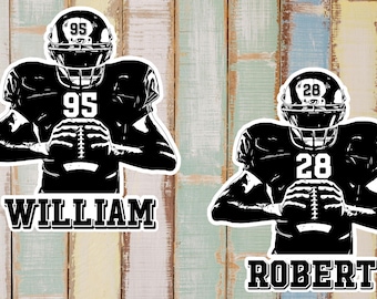 Custom Football Number Name Sticker Personalized Football Numbers Custom Player Jerseys Decal Die-cut Waterproof Vinyl for Kids Boys Adults