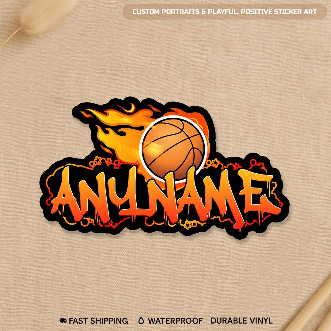 Custom Graffiti Basketball Name Sticker, Personalized Basketball Sport ...