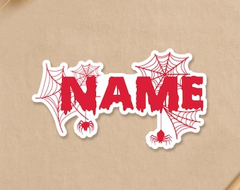 Custom Halloween Drip Name Sticker, Personalized Spider Drip Name - Decal for Laptop Water Bottle Gifts for Childs, Kids