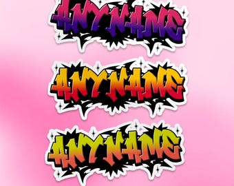 Custom Graffiti Name Sticker, Personalized Retro Colorful Drip Graffiti Name With Stars Die-cut Vinyl Waterproof Die-cut for Boys Girls Bike