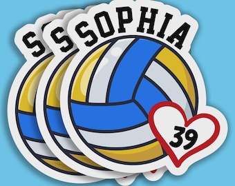 Custom Volleyball Name and Number Sticker Personalized Volleyball Team Gifts Volleyball Team Waterproof Vinyl Decal for Water Bottle