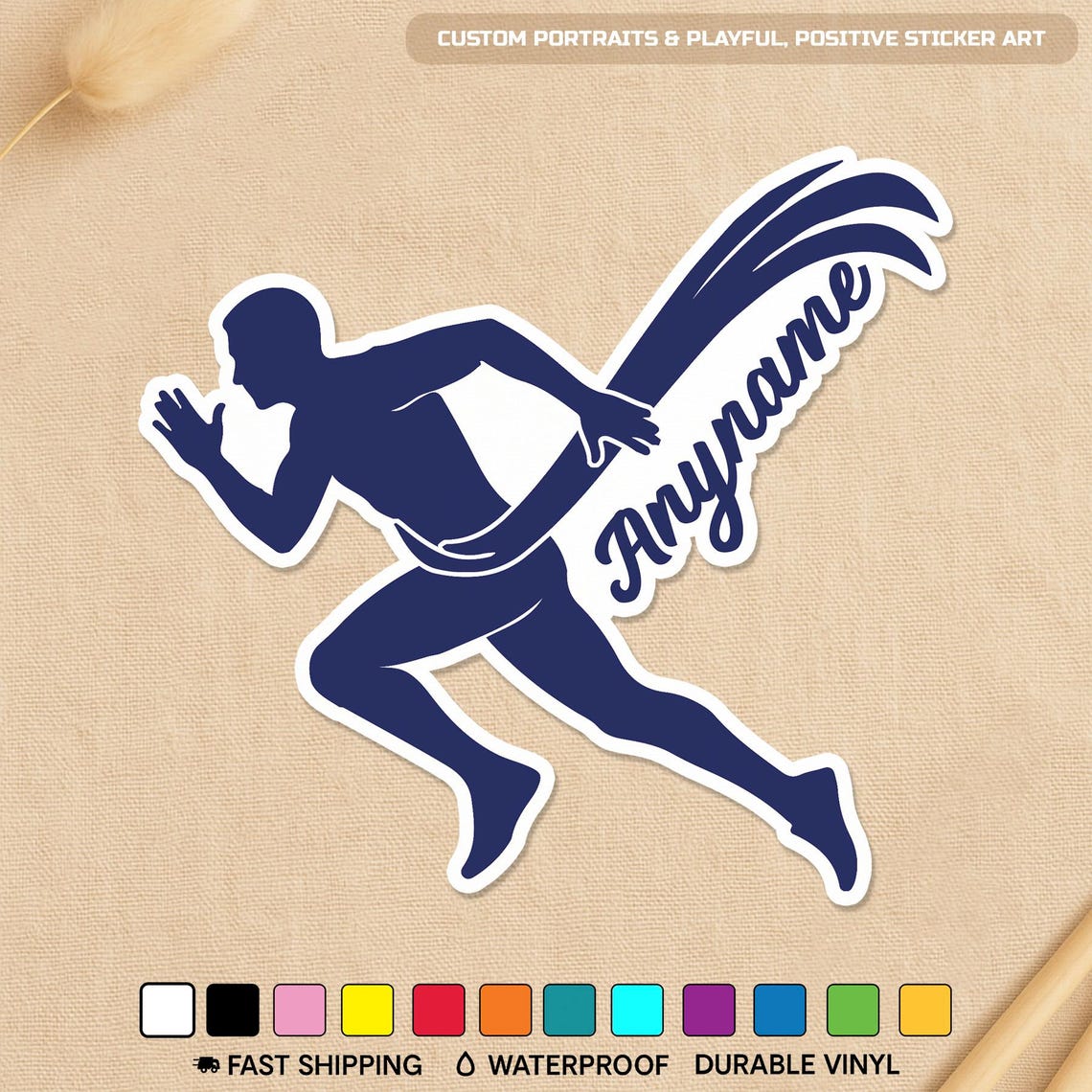 Custom Runner Name Sticker, Personalized Marathon Athlete Track and ...