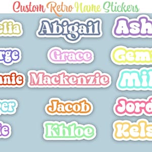 Custom Rainbow Name Sticker Custom Name Sticker Retro Name Decal, Waterproof Personalized Vinyl Sticker for Water Bottle, Laptop, Gift Bag