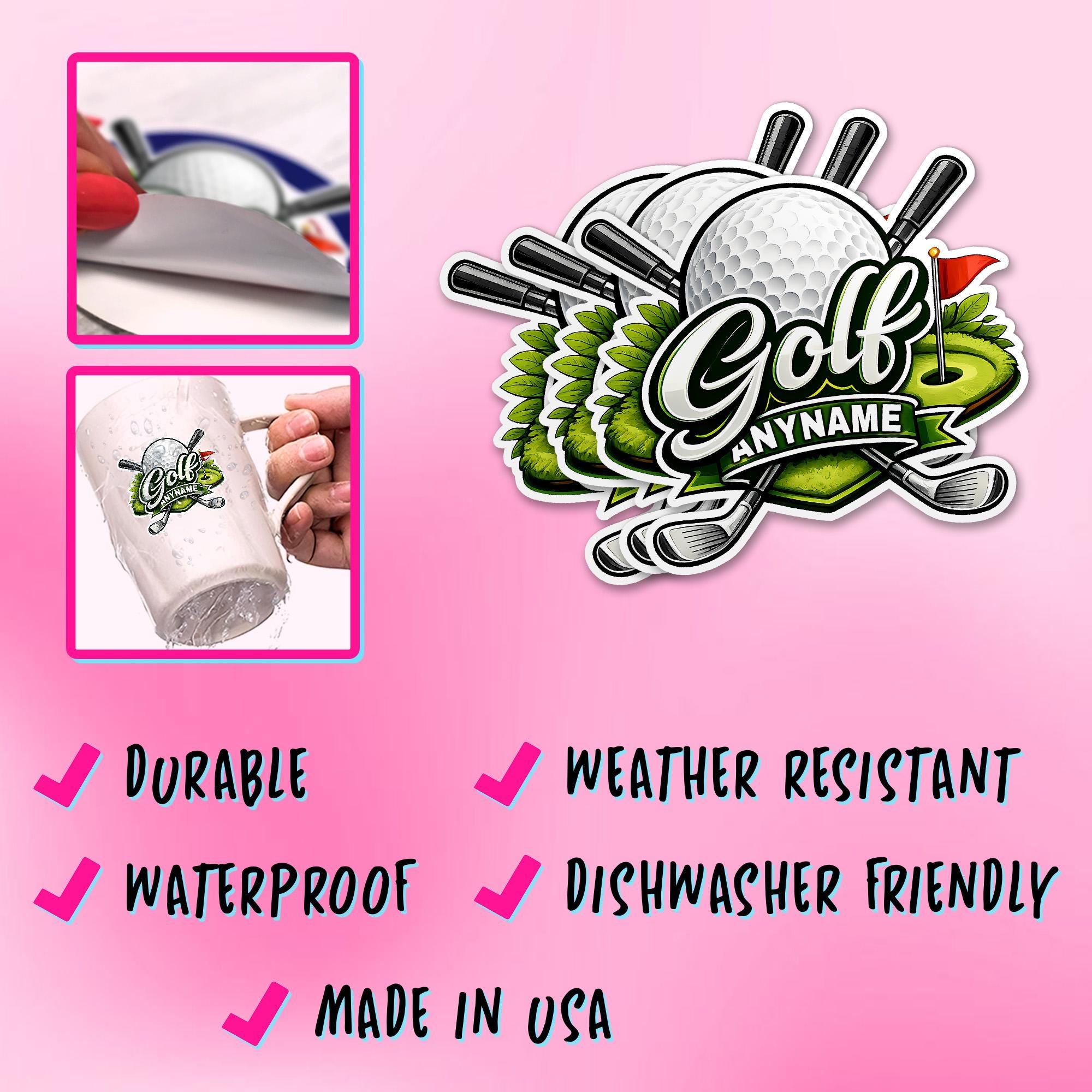 Golf Sticker Player Custom Golf Sports Name Sticker, Personalized Golfing Player Sticker ...