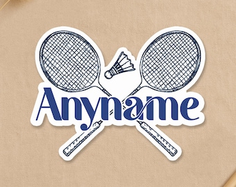 Custom Badminton Sticker, Personalized Badminton Sport Name and Number Decal for Laptop Water Bottle Tumbler Sport Lover Gifts Coach