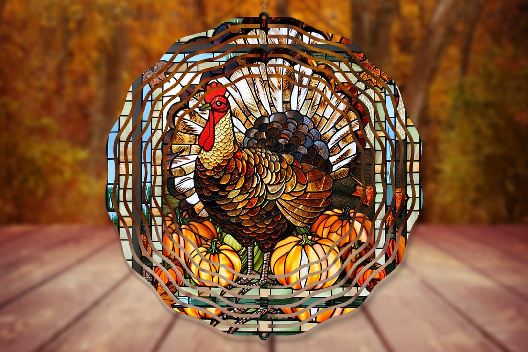 Stained Glass Thanksgiving Wind Spinner Sublimation Designs, Fall ...