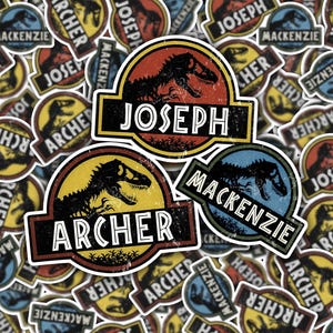 Custom Dinosaur Name Decal, T-Rex Name Vinyl Sticker, Personalized Dinosaur Bumper Sticker, Dinosaur Sticker for Car Window Laptop Decal