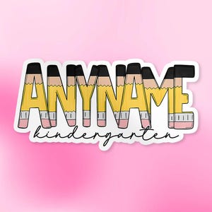 Custom Kindergarten Kids Name Sticker, Personalized Toodler Boys Girls Pencil Name Decal for Laptop Water Bottle Gift Bags