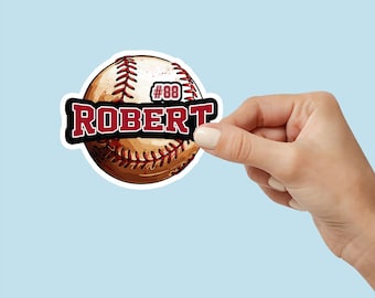 Personalized Name and Number SoftBall Baseball Sticker Softball Custom Name Number Decal for Kids Vinyl Sticker for Tumbler Softball