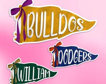 Custom Mascot School Team Name Sticker, Personalized Schools Spirit Football Team Decal for Laptop Water Bottle Gift Bags