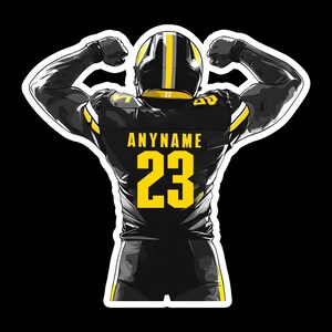Custom Name American Football Sticker Personalized Choose Name and Jersey Number Sport Waterproof Vinyl Sticker for Water Bottle Laptop