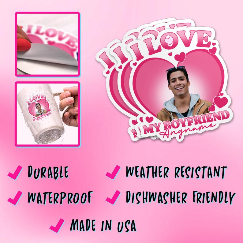 Custom Couple Photo Name Sticker, Personalized Boyfriend Girlfriend ...