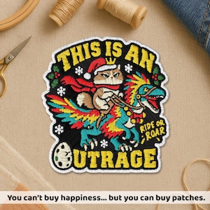 This Is An Outrage Patch Christmas Princess Donut Book Lover Fiction, Bookish Booktok Xmas Holiday Patches for Clothes Jacket Gift Backpack