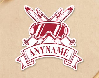 Custom Ski Goggles Sticker – Personalized Skiing Name Vinyl Decal, Winter Sports Gift, Ski Trip Gear Label for Skier or Snowboard Enthusiast
