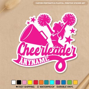 Sticker pom-pom girl de sport scolaire personnalisé, sticker personnalisé esprit sportif universitaire pour ordinateur portable bouteille d'eau cadeau casque d'ordinateur portable