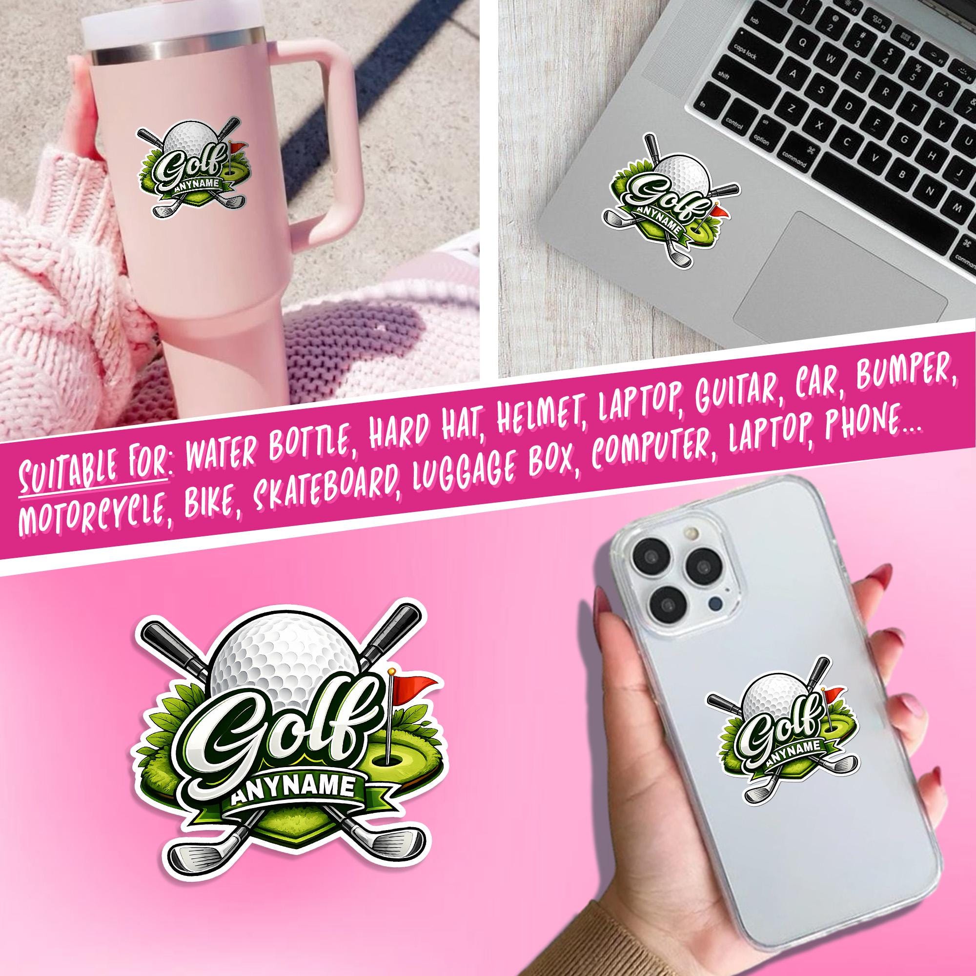 Golf Sticker Player Custom Golf Sports Name Sticker, Personalized Golfing Player Sticker ...