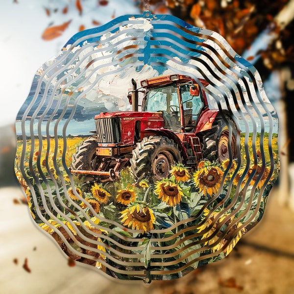 Tractor On Sunflower Field Wind Spinner PNG, Wind spinner sublimation designs, Garden Spinner PNG, Wind Spinner PNG, Digital Download 1