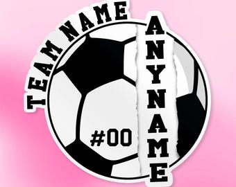 Custom Soccer Mom Sports Sticker, Personalized Soccer Ice Cream Drip Team Spirit Name Number Wall Art Decal for Laptop Water Bottle Gift Bag