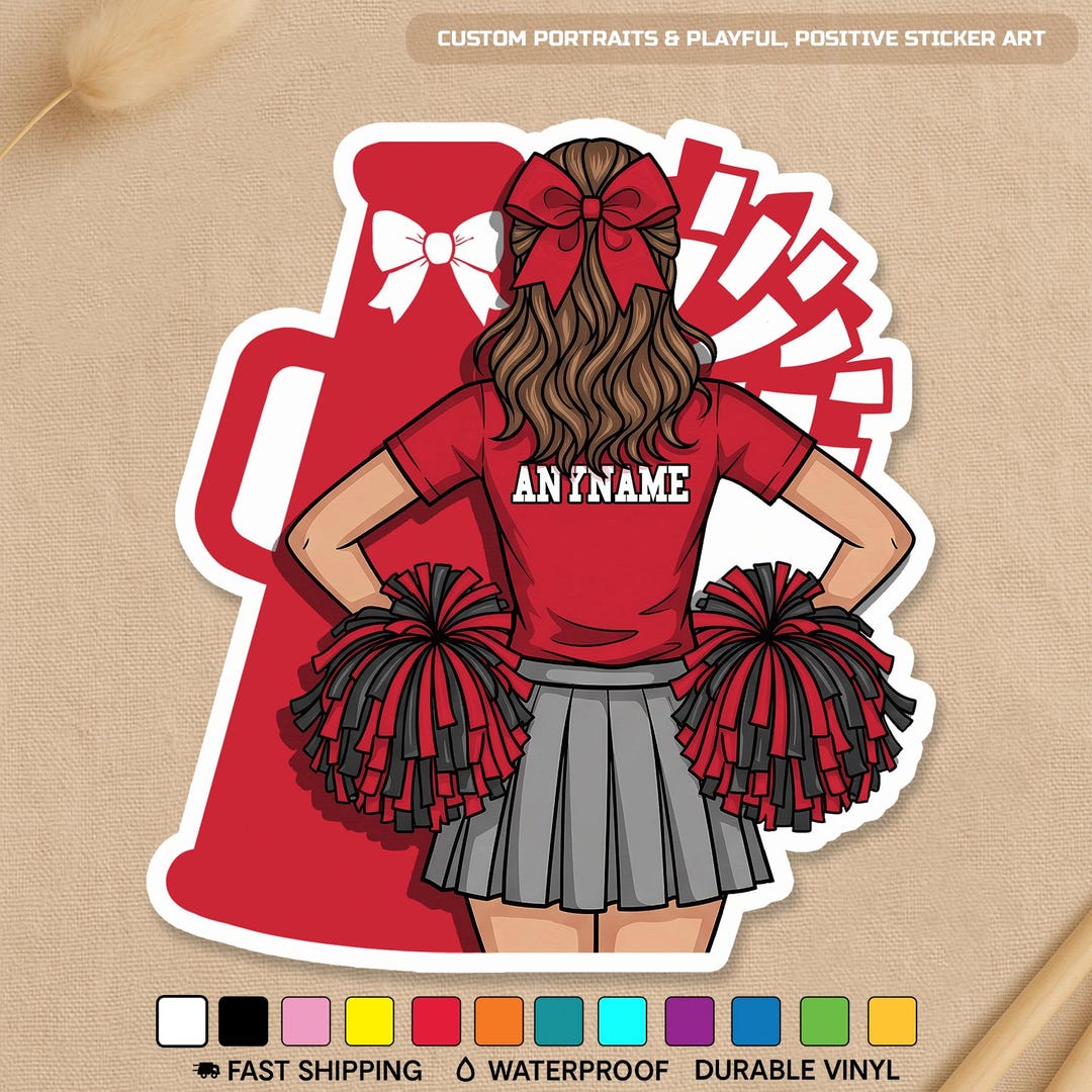 Custom Cheerleader Name Sticker, Personalized Cheer Mom Sports School ...