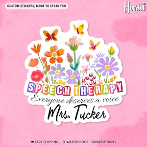 Custom SLP Teacher Name Sticker, Personalized Speech Language Pathologist SPED Teacher for Laptop Water Bottle Gift Bags