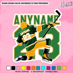 Custom Hockey Name Decal Sticker, Personalized Hockey Name Number Player Stickers Team Sport for Water Bottle Car Phone Laptop Birthday Gift
