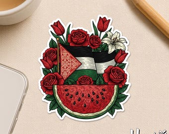 Free Palestine Sticker, Boho Floral Protest Palestinian Human Rights Save Gaza Waterproof Decal Sticker for Laptop Water Bottle Tumbler Gift