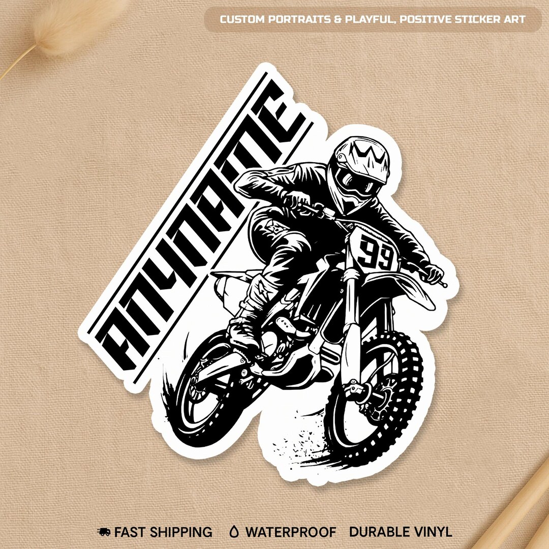 New Motrorcycle Rider Sticker Custom Motocross Rider Sticker, Personalized Dirt Bike Number and Name ...