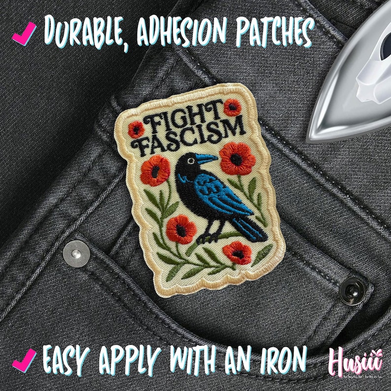 Fight Fascism Floral Protest Pro Democracy Social Justice Patches for Clothes Jacket Backpack bild 3