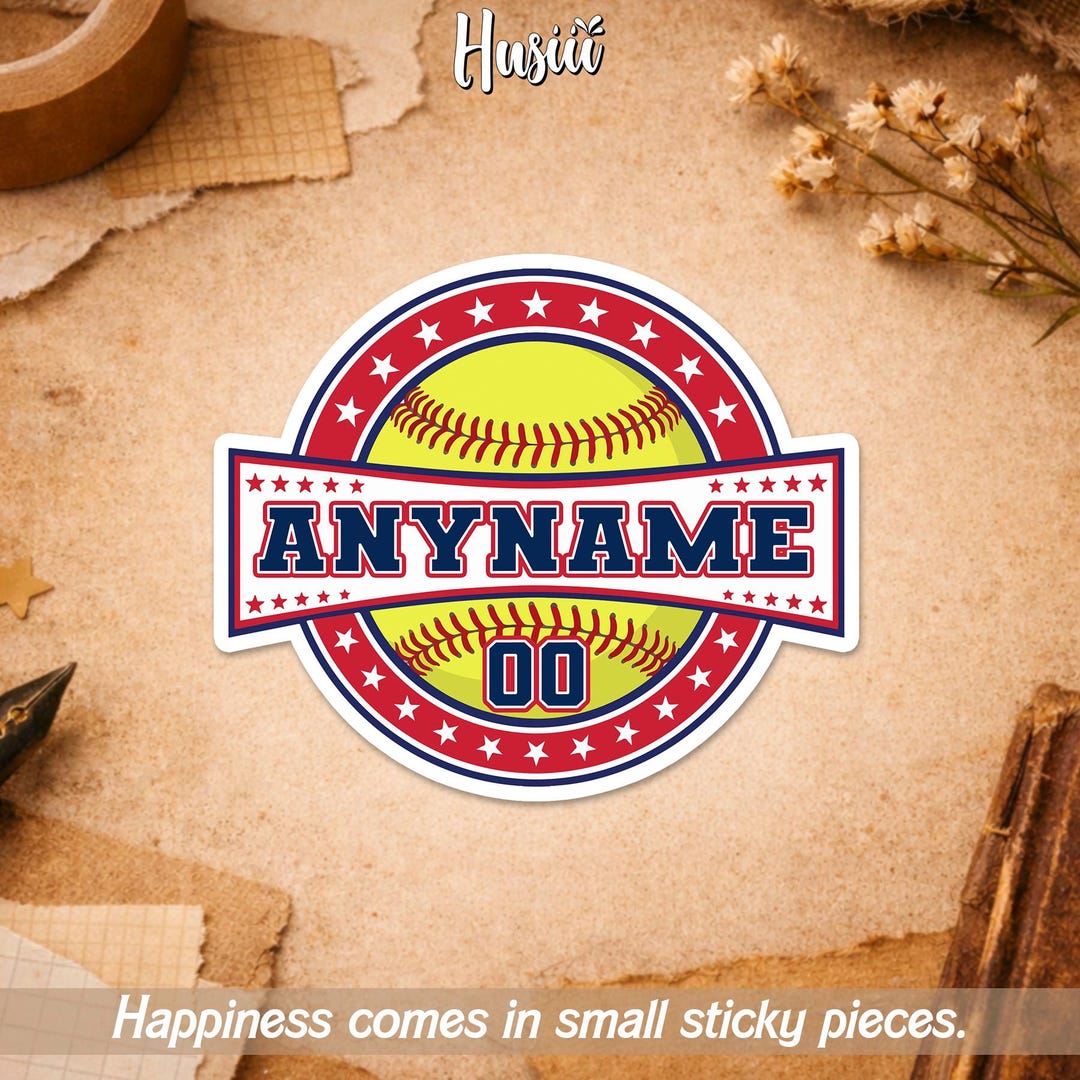 Custom Baseball Name Sticker, Personalized Name Team Number Player ...