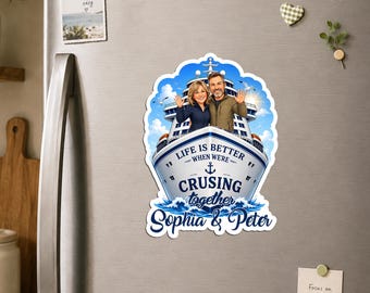 Personalized Couple Photo Cruise Door Magnet, Custom Family Vacation Face Magnet, Cruise Together Cabin Door Decor, Travel Keepsake Gifts