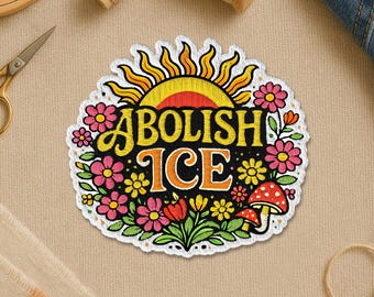 Pegatina "Abolir el Hielo", parches bordados florales para ropa y chaqueta, con la frase "Activista por la Justicia Social, Activismo Político, Protesta por los Derechos Humanos de los Inmigrantes".