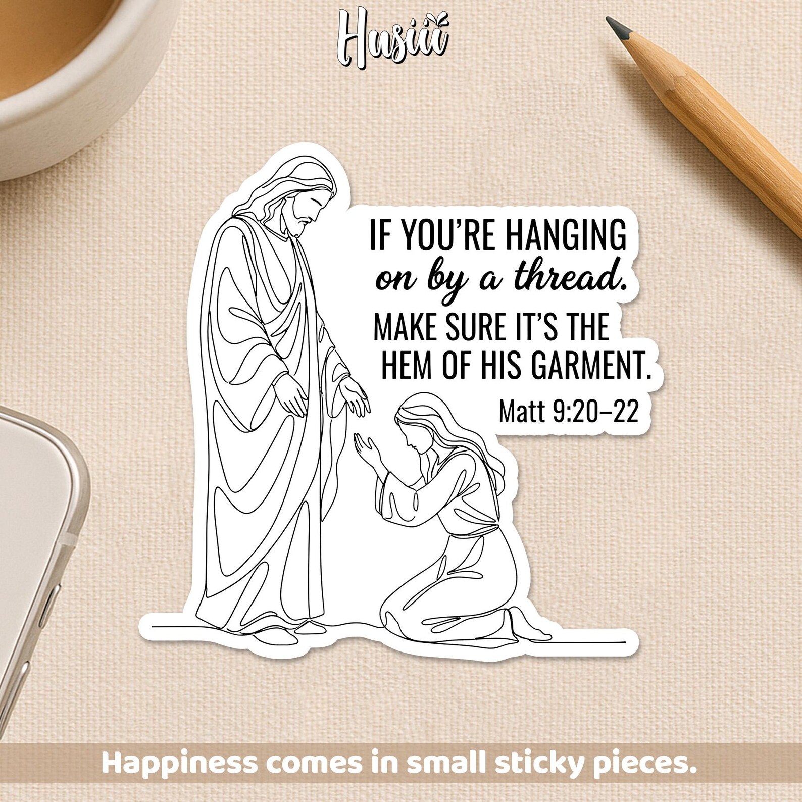 Threads For Jesus If You're Hanging on by A Thread Christian Sticker, Matt 9 20 22 Bible ...