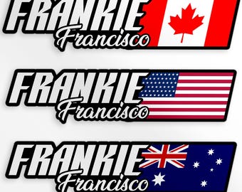 Custom Country Flag Name Number Sticker Personalized Name with Flag for Car Toolbox Hard Hat Waterproof Die-Cut Vinyl Stickers for Bike Cars