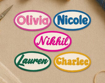 Custom Embroidered Name Patch Personalized Text Patches Team Patches Iron-On, Sew-On, Hook & Loop For Jackets, Hats, Uniforms, Bags