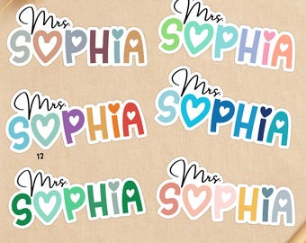 Custom Teacher Name Sticker, Personalized Colorful Teacher Teaching Name Sticker, Mrs Name Sticker, Personal Teaching Sticker for Teachers