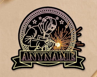 Custom Welder Name Sticker, Personalized Welder Blue Collar Name Decal - Decal for Laptop Water Bottle Gifts for Hard Hat, Blue Collar