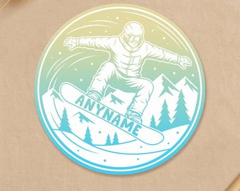 Custom Snowboard Name Sticker, Personalized Winter Sports Player Waterproof Die cut Sticker for Helmet Laptop Water Bottle Car Gift