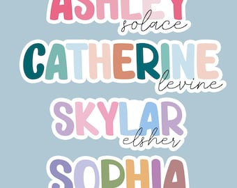 Custom First and Last Name Aesthetic Waterproof Vinyl Decal for Water Bottles Tumblers Laptops Mug Kindle for Kids Girl Boy Students Teacher